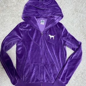 PINK purple velour zip up